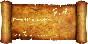 Forrás Andor névjegykártya
